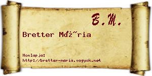 Bretter Mária névjegykártya